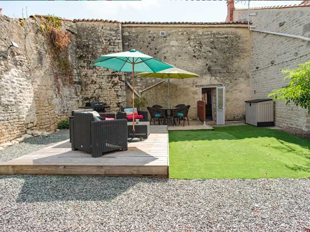 another view of the decked seating area outside