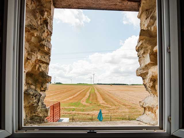 view of the French countryside out of the open window